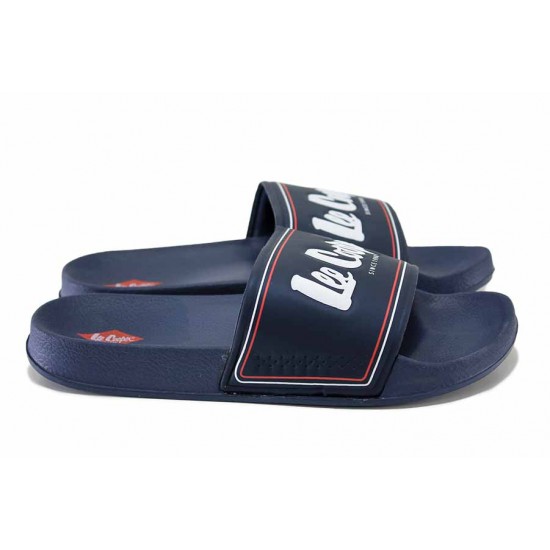 Мъжки джапанки Lee Cooper – анатомични, гъвкави, тъмносини, с цяла лента, олекотени, PVC - 23021